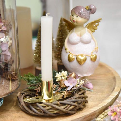 Floristik24 Bougeoir sur ressort, décoration métal, bougeoir, décoration de l&#39;Avent doré Ø2.2cm L13cm 4pcs
