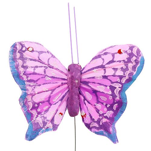 Article Papillon de plumes 6cm multicolore 24P