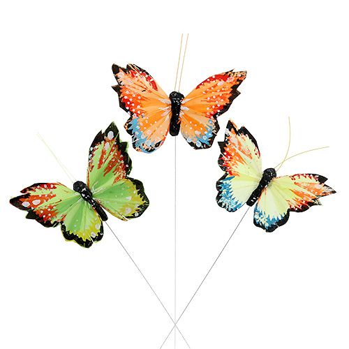 Floristik24 Papillon de plumes 9cm assort.12P