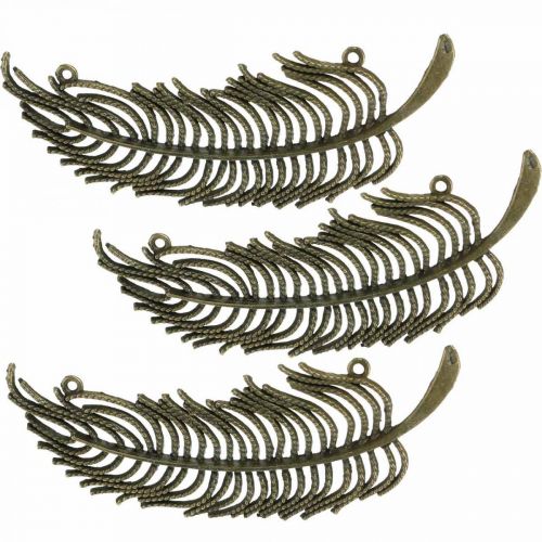 Floristik24 Plumes décoratives, pendentifs bijoux, plumes en métal, décoration à disperser couleur bronze L8cm 10 pcs