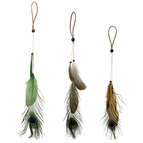 Floristik24 Cintre plume plume de paon 34cm 3pcs