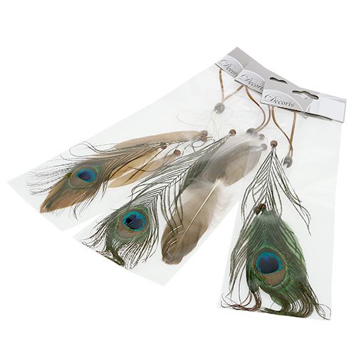 Floristik24 Cintre plume plume de paon 34cm 3pcs