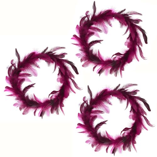 Article Couronne de plumes décoration de plumes bordeaux plumes de faisan Ø20cm 3 pcs