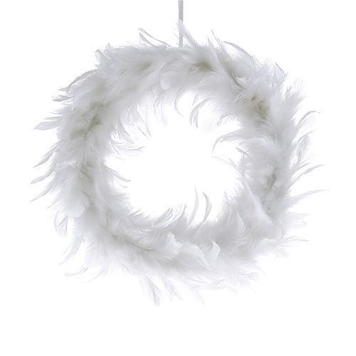 Floristik24 Couronne de plumes blanche Ø 15 cm 4 p.