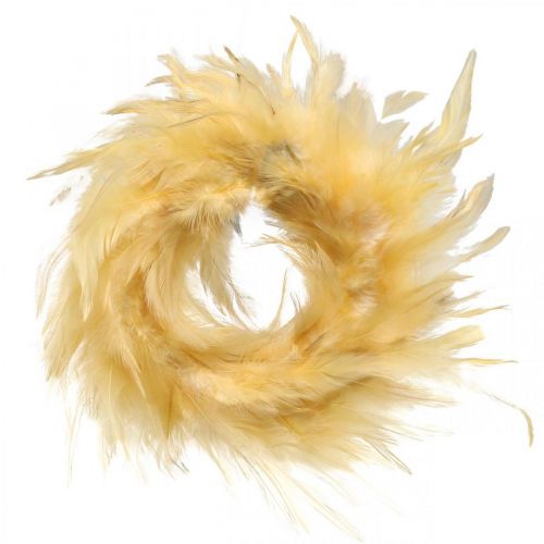 Article Couronne de plumes jaune petit Ø11cm vraies plumes décoration guirlande décoration pâques