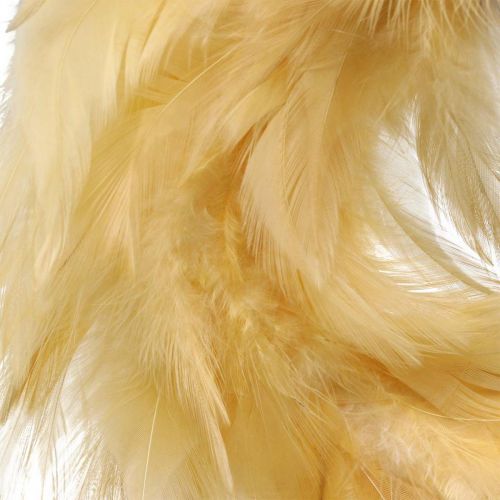 Article Couronne de plumes jaune petit Ø11cm vraies plumes décoration guirlande décoration pâques