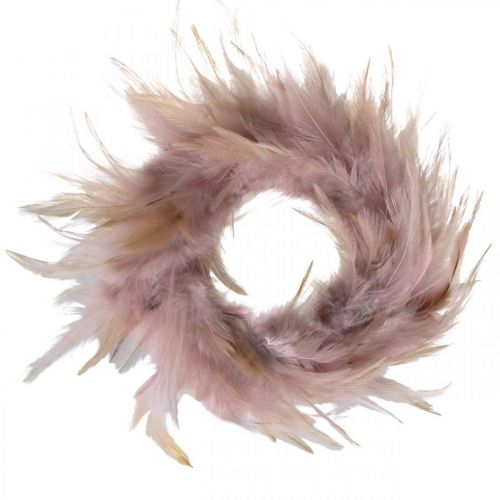 Floristik24 Couronne de plumes petite rose, brun-rouge Ø10.5cm Décoration de Pâques vraies plumes