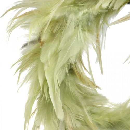 Couronne de plumes déco verte Ø16cm véritable couronne de plumes décoration printanière