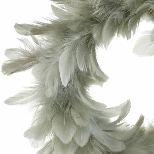 Floristik24 Couronne de plumes déco Pâques grise Ø16.5cm vraies plumes