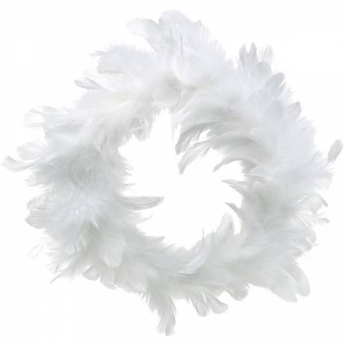 Floristik24 Décoration couronne de plumes blanches Ø25cm Décoration de Pâques Plumes véritables