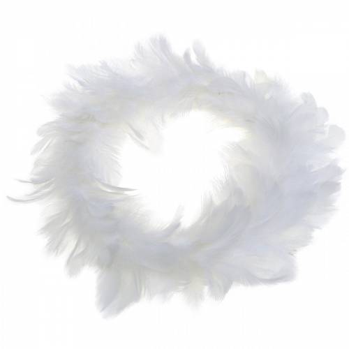 Floristik24 Décoration couronne de plumes blanches Ø25cm Décoration de Pâques Plumes véritables