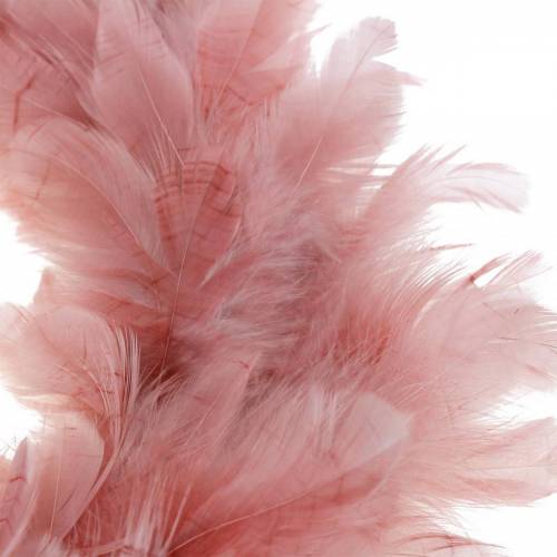 Floristik24 Couronne de plumes déco grand vieux rose décoration de Pâques Ø24cm vraie plume