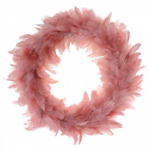 Floristik24 Couronne de plumes déco grand vieux rose décoration de Pâques Ø24cm vraie plume