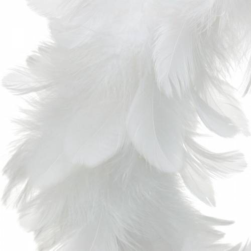 Floristik24 Décoration de Pâques couronne de plumes grandes plumes blanches Ø24cm
