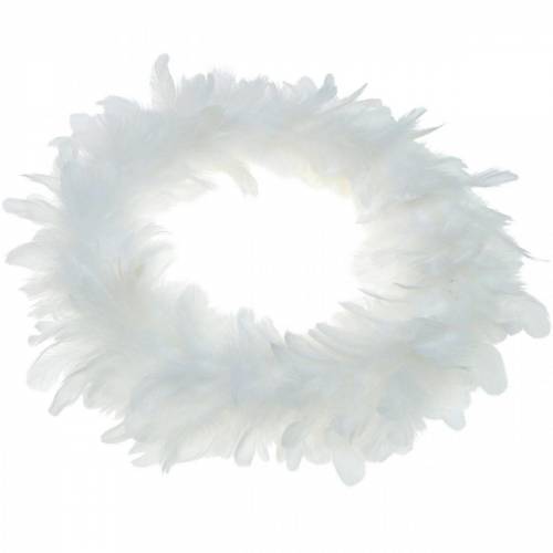 Floristik24 Décoration de Pâques couronne de plumes grandes plumes blanches Ø24cm