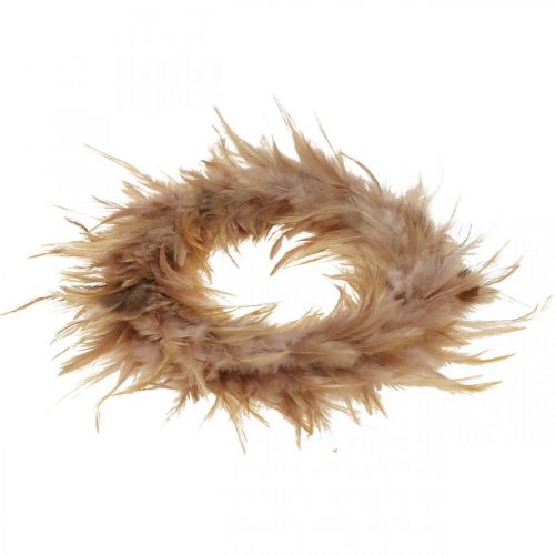 Article Couronne de plumes rose, rouge-marron Ø16cm Décoration printanière en plumes véritables