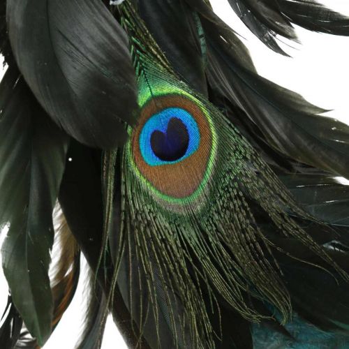 Floristik24 Couronne de plumes de paon couronne décorative en véritables plumes de paon Ø30cm