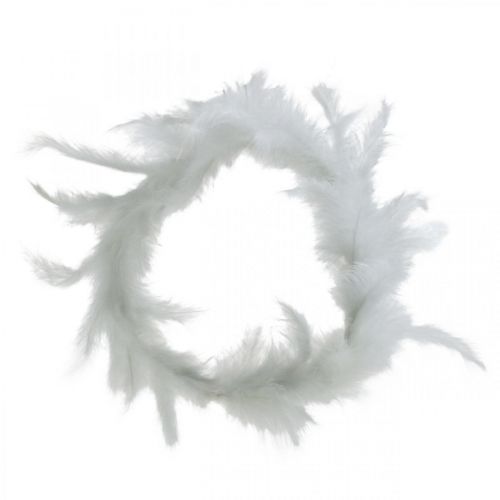 Floristik24 Couronne de plumes blanc Ø20cm couronne décorative printemps vraies plumes 3 pcs