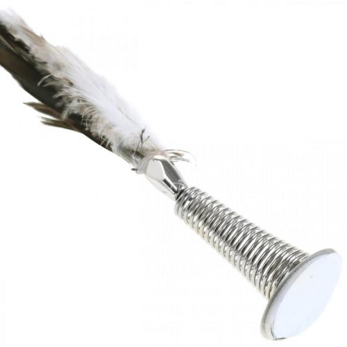Article Plume sur ressort métal Déco printanière Plumes véritables 25cm 5pcs