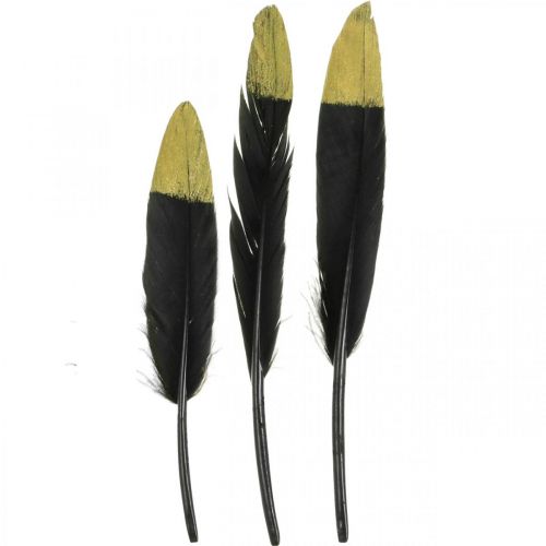 Article Plumes décoratives noires, vraies plumes dorées pour travaux manuels 12-14 cm 72 pièces