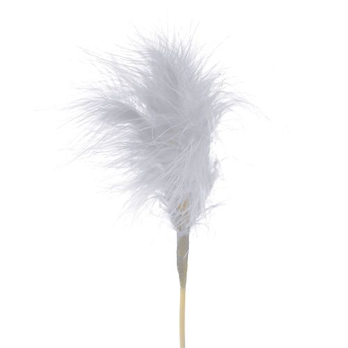 Floristik24 Piques avec plumes blanches L35cm 12P