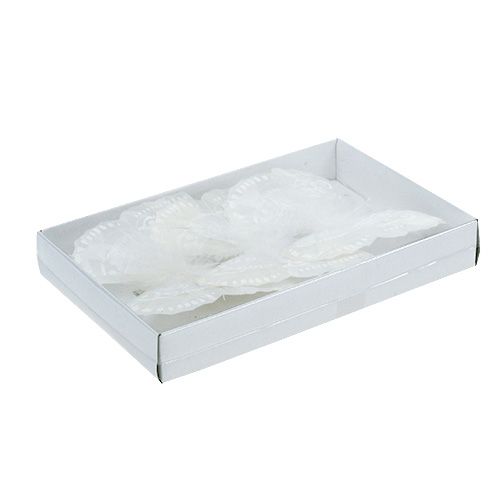 Papillon de plumes 11,5cm avec clip Weiß 3P | Floristik24.be