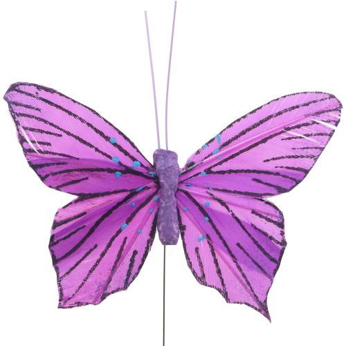 Floristik24 Plumes papillons violet 8.5cm 12pcs