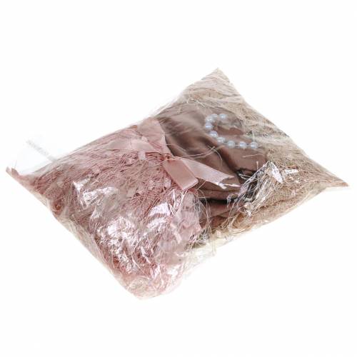 Article Déco de Noël robe de lutin sur cintre rose, marron/crème 16cm 4 pièces assorties