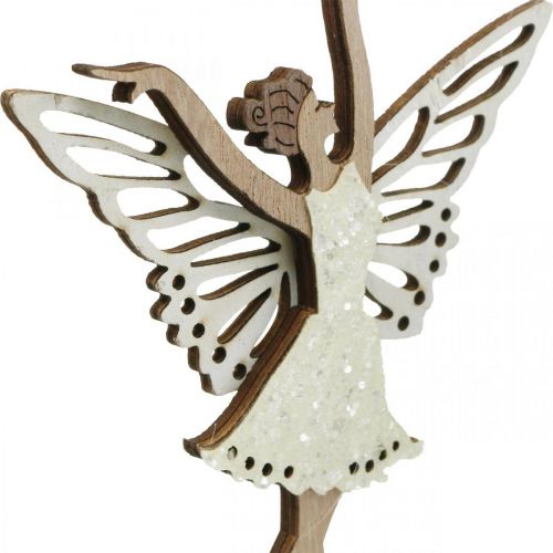 Floristik24 Bouchon fleur fée, printemps, elfe dansant, bouchon plante nature, argent, blanc 6pcs