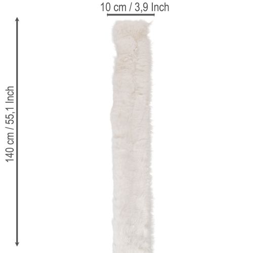 Ruban décoratif blanc duveteux, rouleau en fausse fourrure, 10 x 140 cm, 3 pièces | Floristik24.be