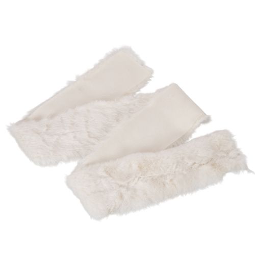 Ruban décoratif blanc duveteux, rouleau en fausse fourrure, 10 x 140 cm, 3 pièces | Floristik24.be
