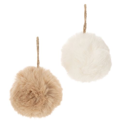 Pompon décoratif à suspendre, boule de fourrure duveteuse, 7 cm, lot de 6