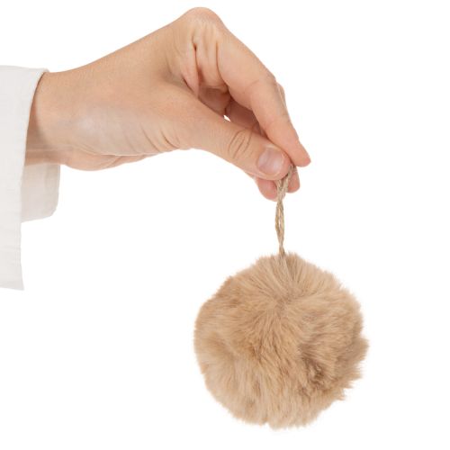 Pompon décoratif à suspendre, boule de fourrure duveteuse, 7 cm, lot de 6 | Floristik24.be