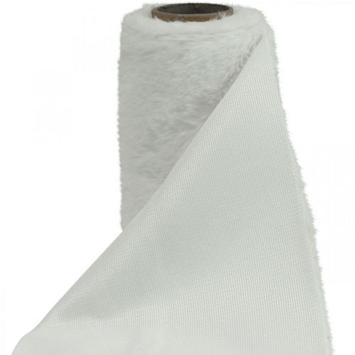 Floristik24 Chemin de table fausse fourrure bande de table fourrure décorative blanche 15×200cm