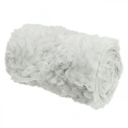 Floristik24 Chemin de table, fausse fourrure blanc, chemin de table, fourrure décorative 15×200cm