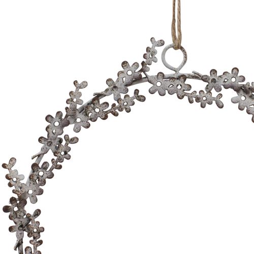 Article Décoration de fenêtre couronne de porte couronne de fleurs métal blanc Ø16,5cm