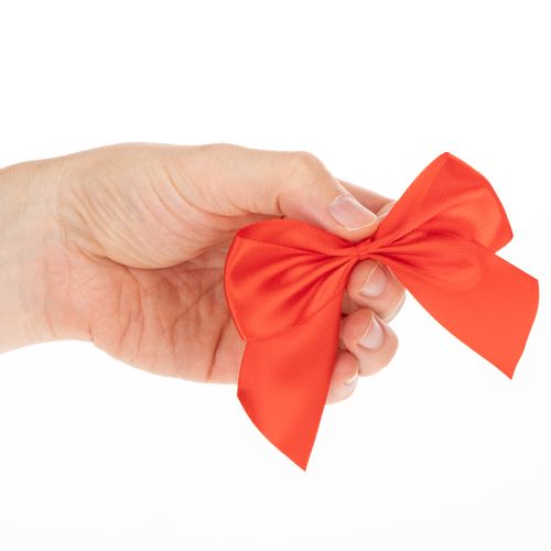 Nœud décoratif rouge, pré-noué pour le bricolage et l'emballage, 11 cm, 25 pièces | Floristik24.be