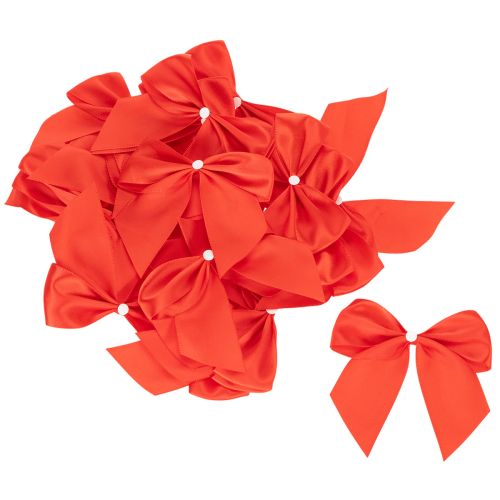 Nœud décoratif rouge, pré-noué pour le bricolage et l'emballage, 11 cm, 25 pièces | Floristik24.be