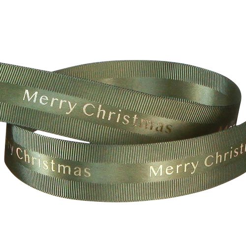 Article Ruban de Noël festif vert foncé avec inscription dorée &quot;Joyeux Noël&quot;, largeur 25 mm, longueur 20 m
