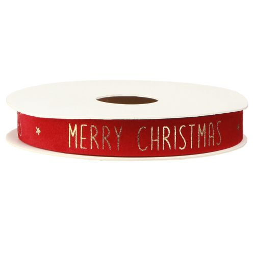 Article Ruban de Noël festif rouge avec inscription dorée "Joyeux Noël", largeur 15 mm, longueur 5 m