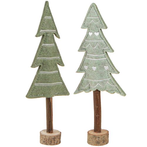 Floristik24 Décoration en feutre Décoration de table pour sapins de Noël Noël vert 25cm 4 pcs