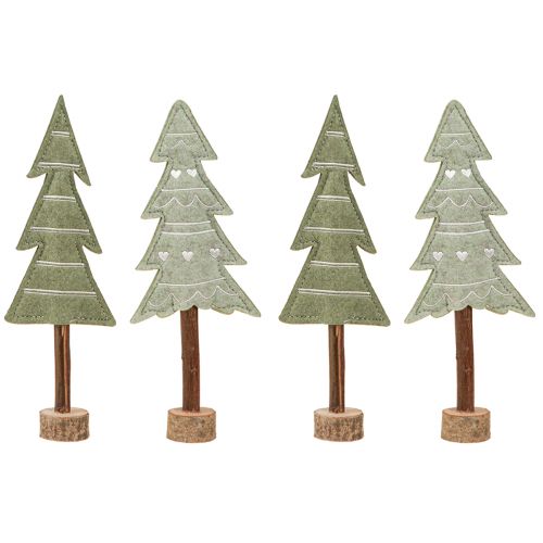 Floristik24 Décoration en feutre Décoration de table pour sapins de Noël Noël vert 25cm 4 pcs