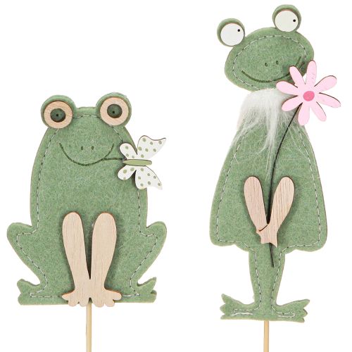 Article Pique de jardin déco en feutre Grenouilles 10cm 12 pièces