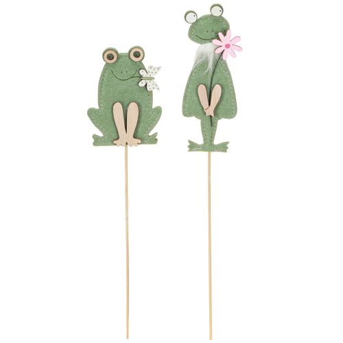Article Pique de jardin déco en feutre Grenouilles 10cm 12 pièces