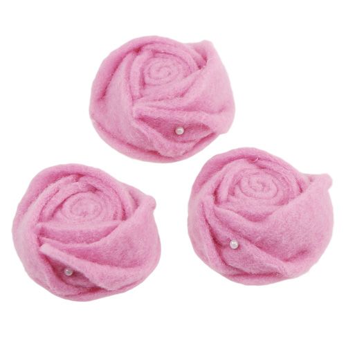 Floristik24 Feutre rose rose Ø6.5cm 9pcs
