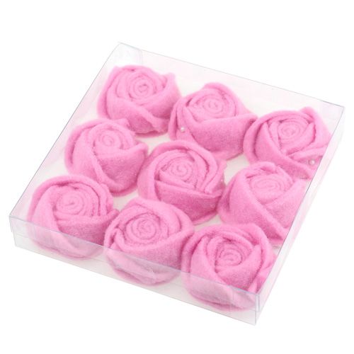 Floristik24 Feutre rose rose Ø6.5cm 9pcs