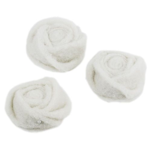 Floristik24 Feutre rose blanc Ø6cm 9p
