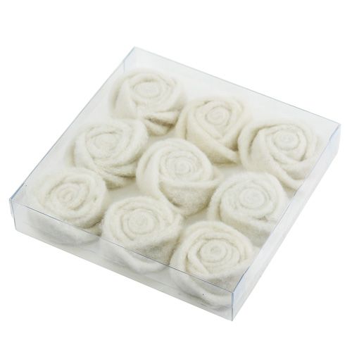 Floristik24 Feutre rose blanc Ø6cm 9p