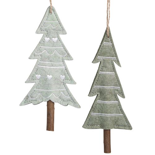 Floristik24 Décorations de sapin de Noël en feutre vert H20cm 4 pièces
