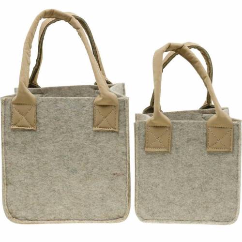 Floristik24 Jardinière en feutre beige feutre, panier en feutre avec poignées, décoration en feutre, lot de 2